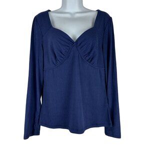 S.C. Society Women's V-Neck Long Sleeved Blouse Size L Blue